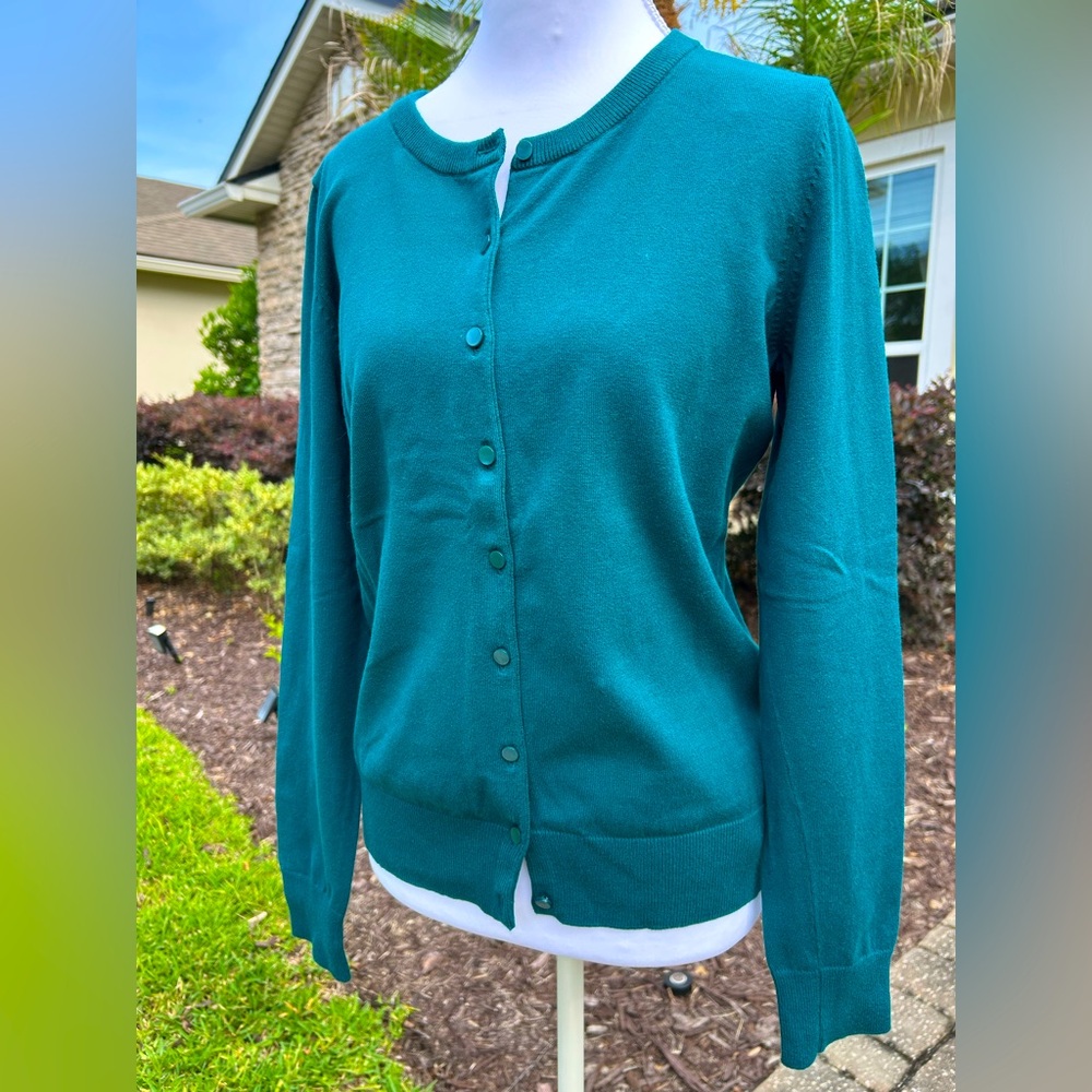 NWT🌷Talbots Classic Teal Charming Cardigan